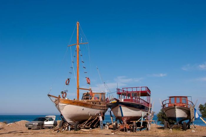 Fischerboote auf dem Trockendock