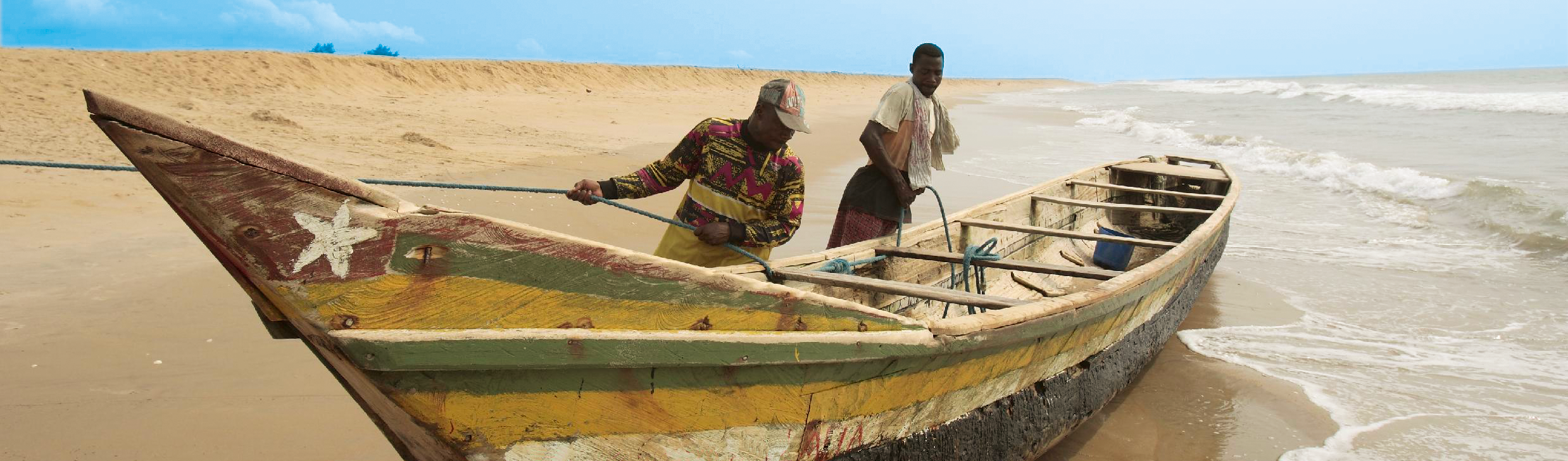 Fishermen and boat